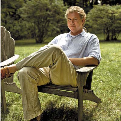 The homeowner, Brooks Banker, sitting outside