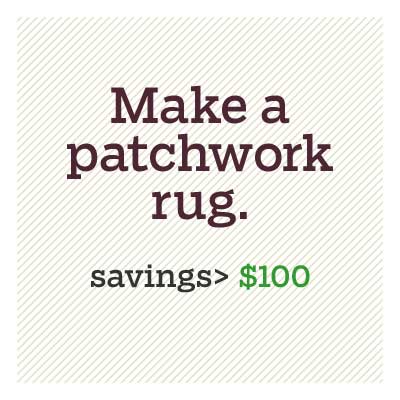 A graphic that says Make a patchwork rug