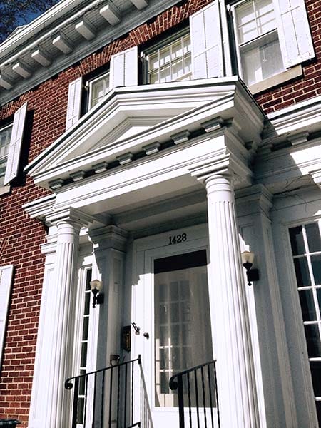 A close up on the front door