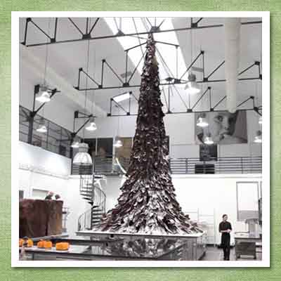 Giant Christmas tree made of chocolate