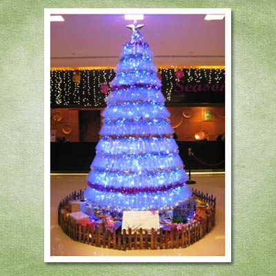 Christmas tree made of water bottles