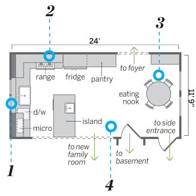a floor plan of a new kitchen after a renovation