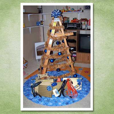 Christmas tree made from a ladder