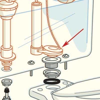 An image of a toilet's flapper.