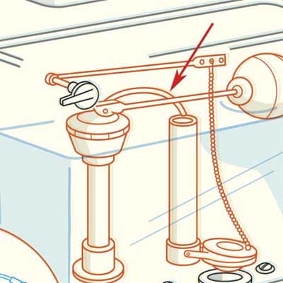 An image of a refill tube in a toilet.