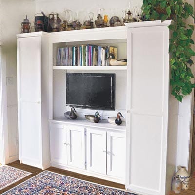 A built in entertainment center