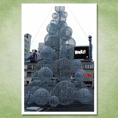 Christmas tree made of silver balls