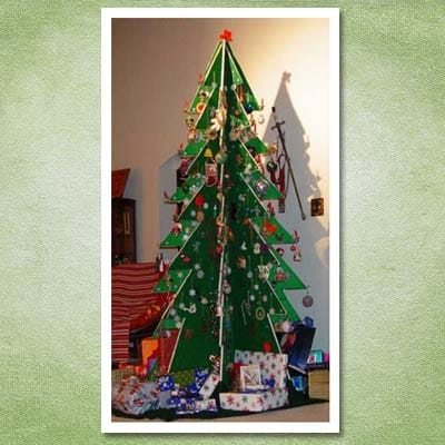 A plywood Christmas tree