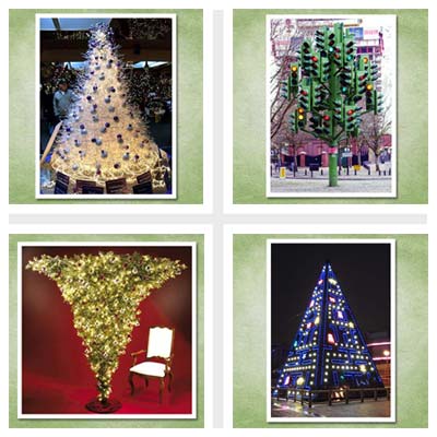 A collage of Christmas trees
