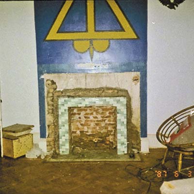 A before photo of the fireplace