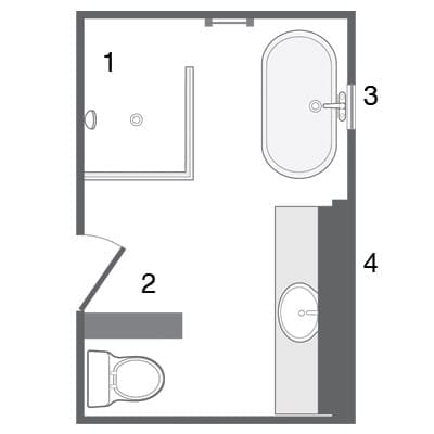 Floor plans for the bathroom.