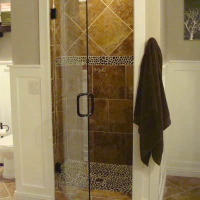 A tiled shower