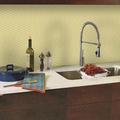 Wallpaper backsplash in a kitchen