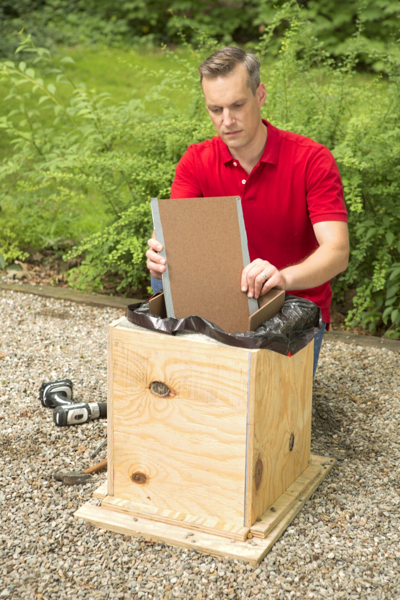 Step 16 for how to make a concrete planter, which involves removing the interior form