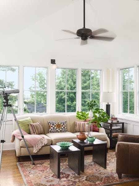 A sitting room with large windows