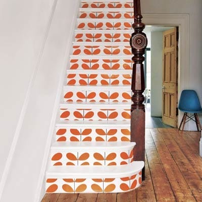 Stairs with wallpaper applied