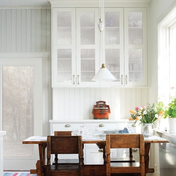 Widow film on glass cabinets.
