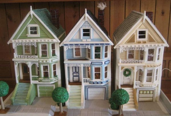 Victorian row houses as gingerbread houses