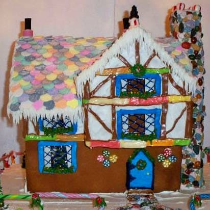 A Tudor-style gingerbread house