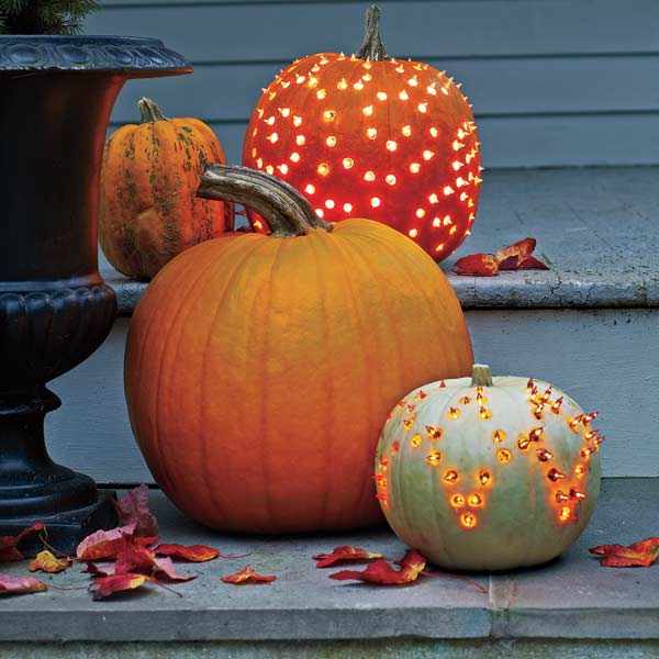 Pumpkin luminaries Halloween decoration.
