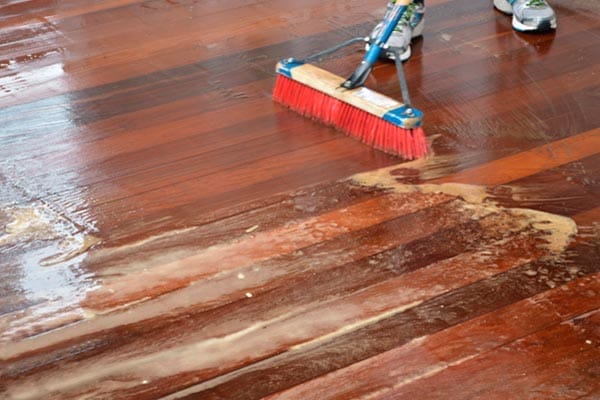 Cleaning wood.