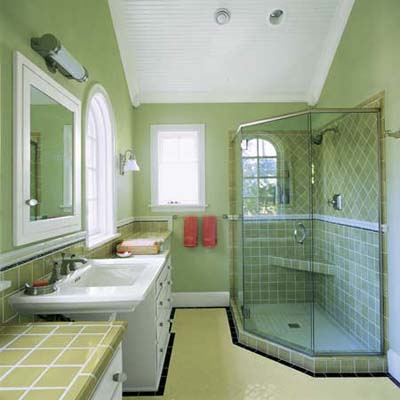 A green guest bathroom