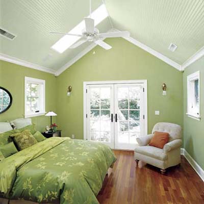 The guest room with raised ceilings