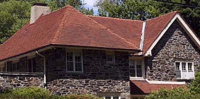 Hip roof sloping from all four sides.
