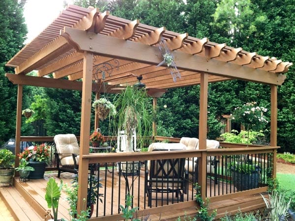 An image of panels and pergolas in a backyard.