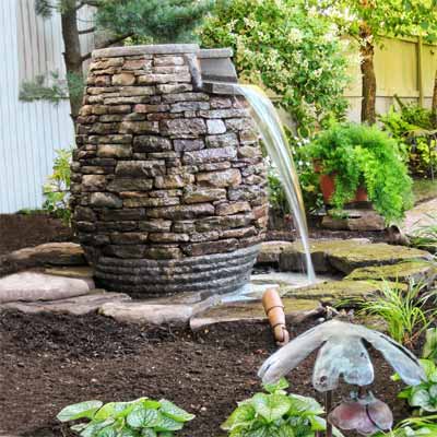 A flowing garden fountain