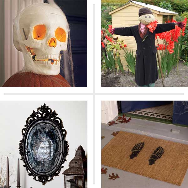 Four different images of Halloween decoration ideas
