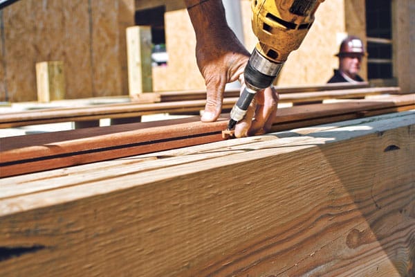 Building a hardwood deck.