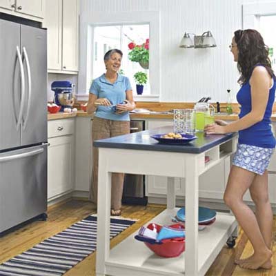 Two women at a kitchen island