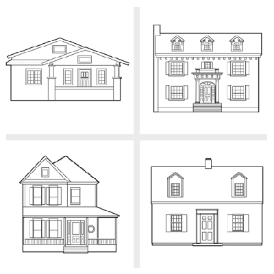 Illustration of different styles of houses.