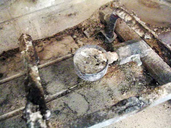 Pressure test gauge left connected to active gas fireplace line.