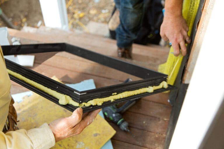 Applying dog door frame