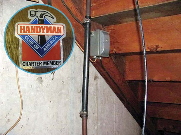 Garden hose used instead of copper pipe for water supply.