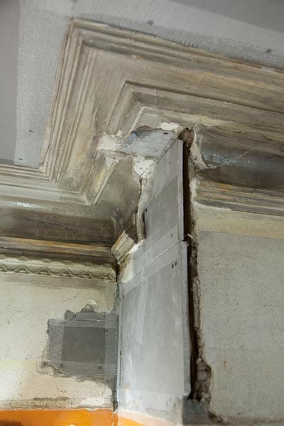 Close-up of ceiling trim details.