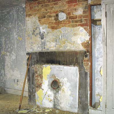 A walled up fireplace