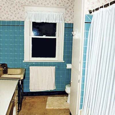 Dark blue bathroom tile