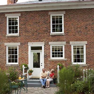 A two-story brick house