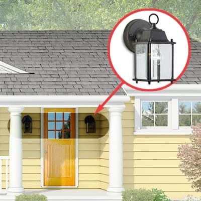 Colonial-inspired wall sconce with traditional black lantern.