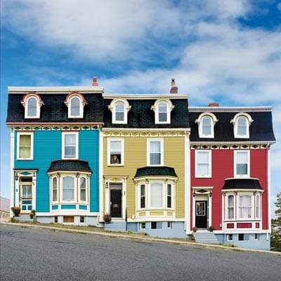Colorful townhomes in Canada
