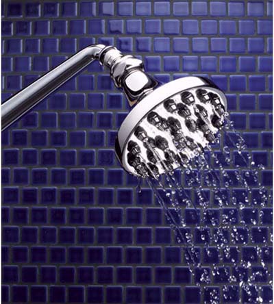 a showerhead shooting water