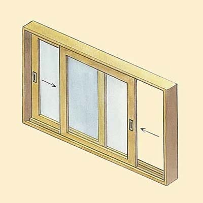Illustration of slider wood windows.