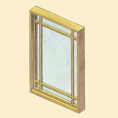 Illustration of fixed wood windows.