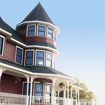 Queen Anne wood windows.