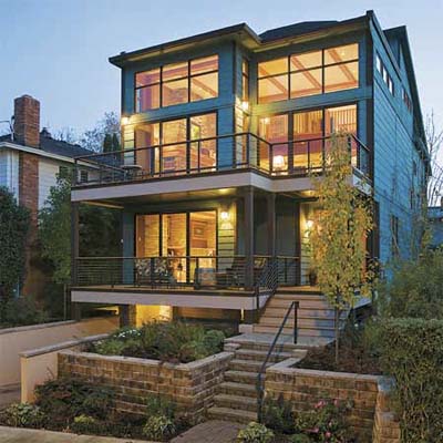 Modern wood windows.