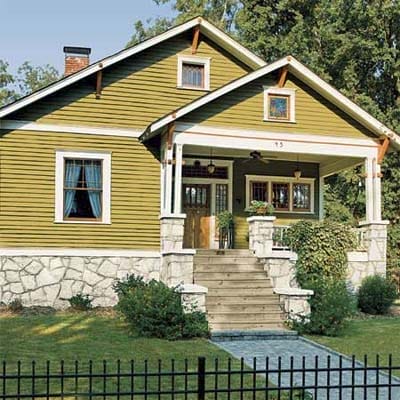 Craftsman wood windows.