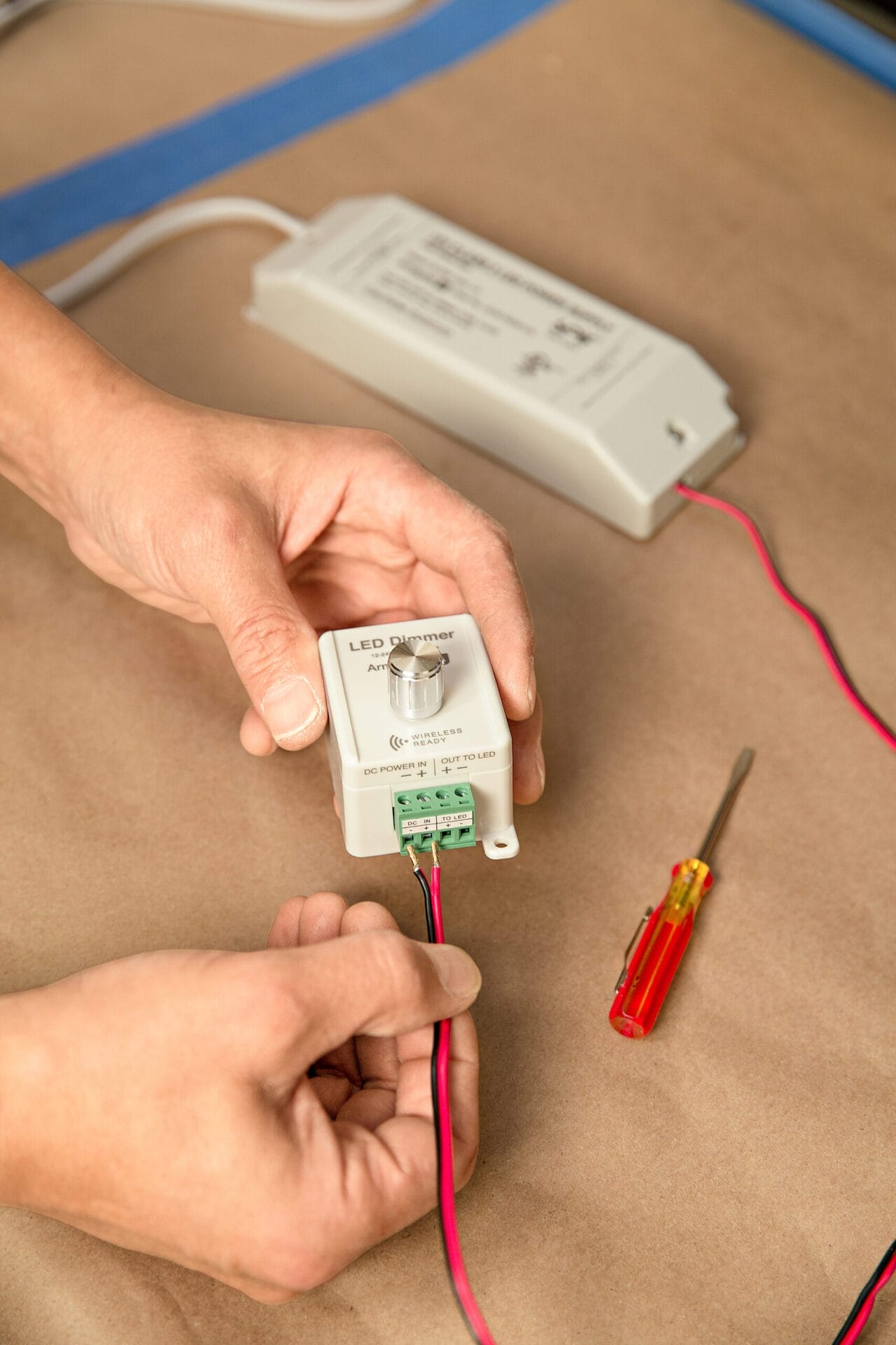 attaching a dimmer switch for undercabinet LED lighting